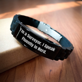 Funny Surveyor Gifts - I'm A Surveyor. I Speak Fluently In genius. Glide lock Clasp Bracelet - Father's Day Unique Gifts from Men to Surveyor - Image 2